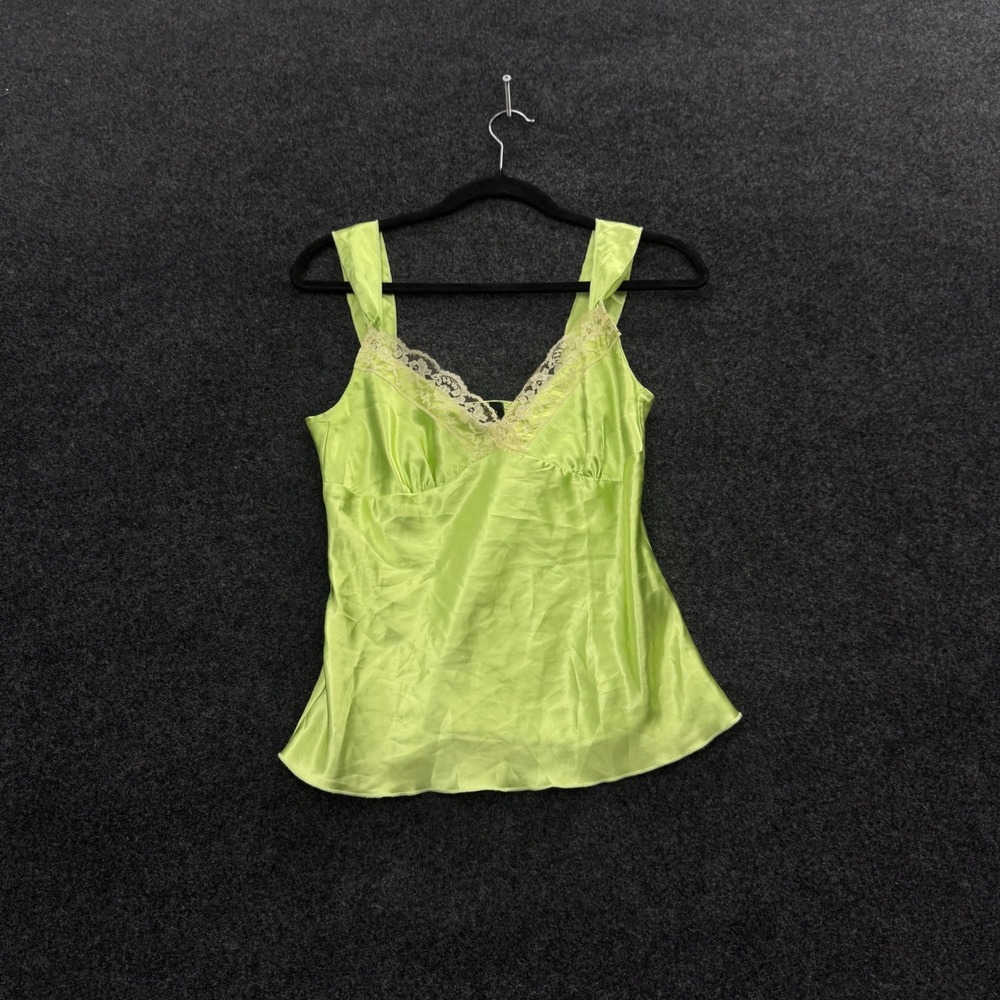 Ben Lynn Lime Green Satin Lace Trim Camisole Top CV3 Size S